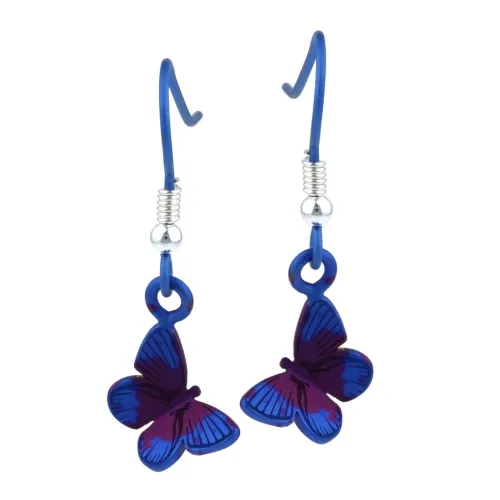 Small Butterfly Purple Drop & Dangle Earrings